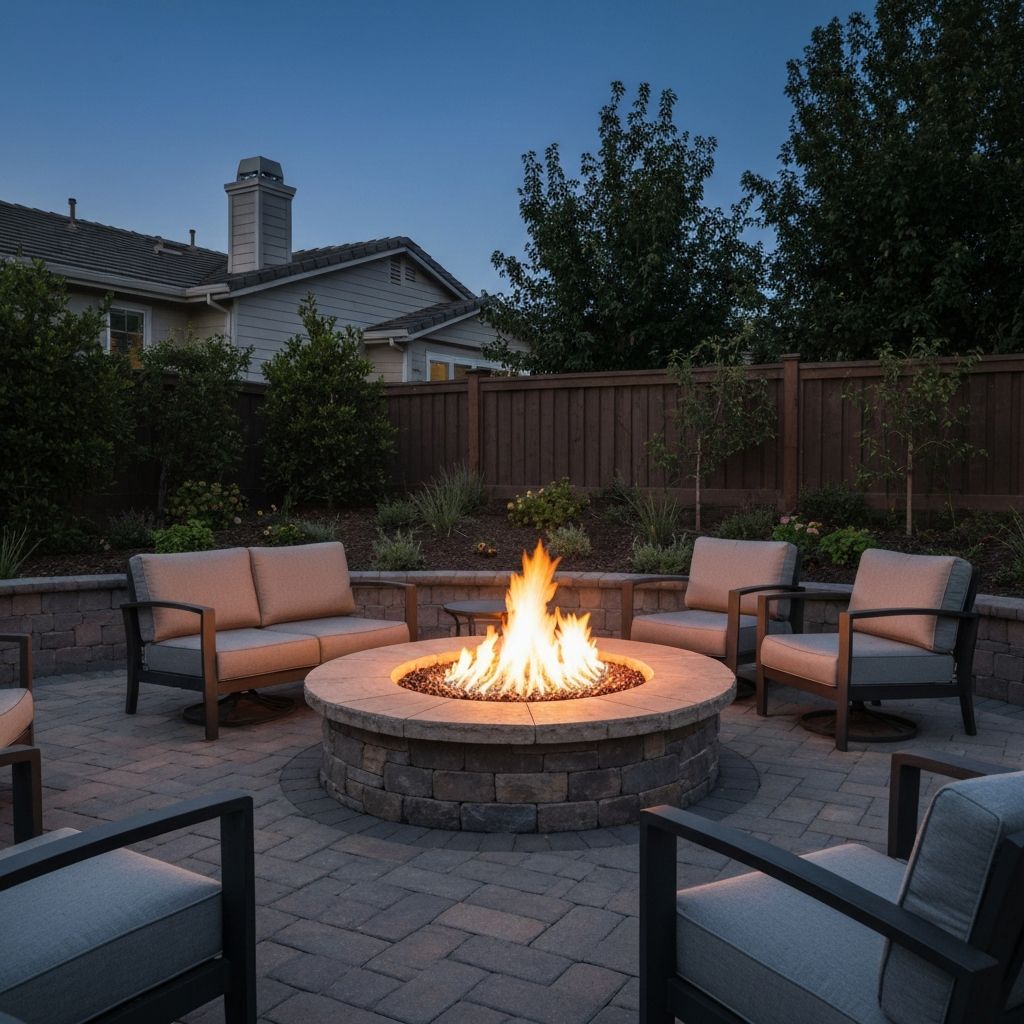 Entertainment Fire Pit Area - outdoor remodeling project in Carlsbad, San Diego County